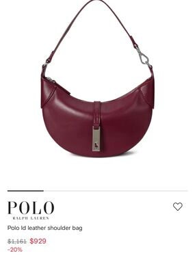 Polo by Ralph Lauren Wine Leather Crescent Shoulder Bag